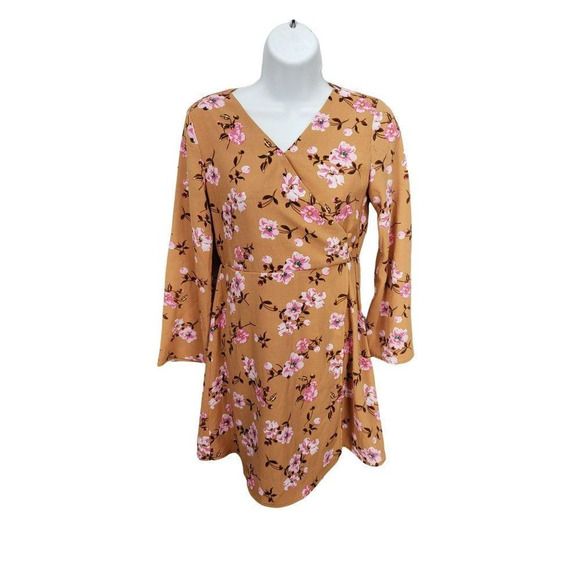 GB‎ Girls Large Mustard Yellow Floral Midi Dress - Picture 1 of 10